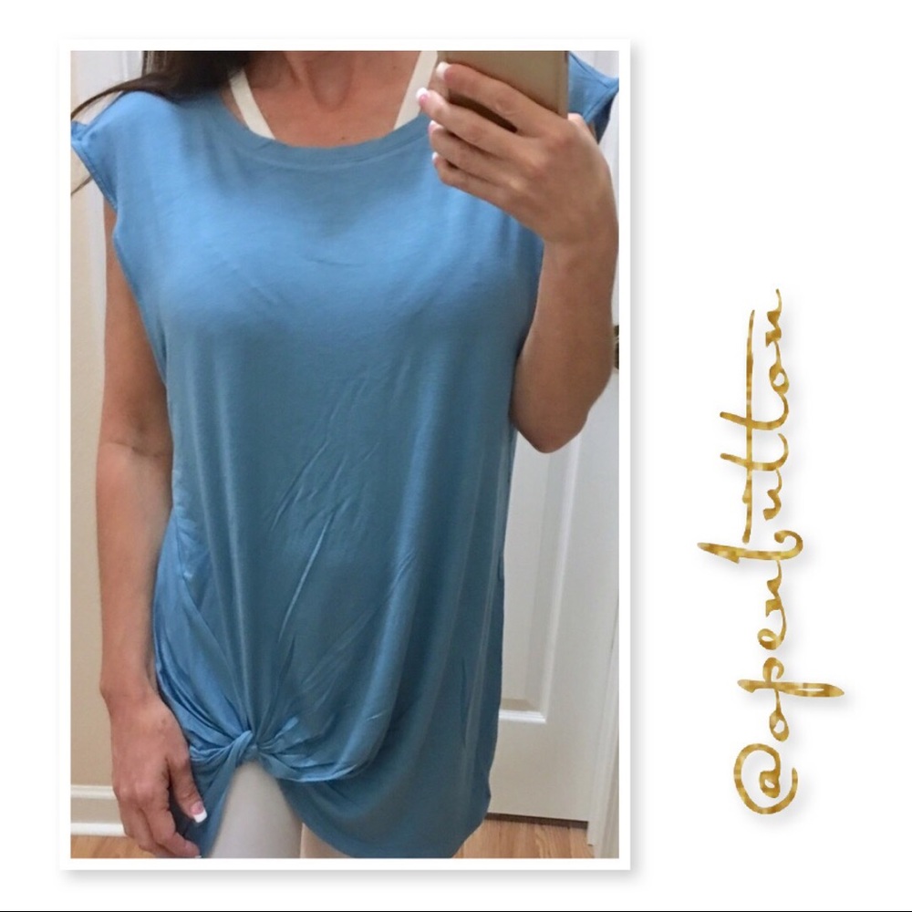 Wasting Time Sleeveless Twist Tunic in Blue
